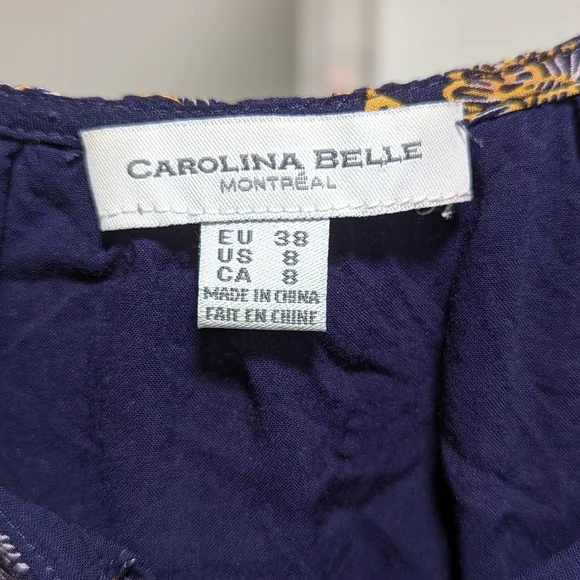Carolina Belle Montreal Floral Sleeveless Dress Size 8 Navy Yellow - Picture 2 of 12